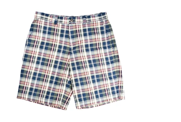 Hombre Plaid Shorts aislado en blanco — Foto de Stock