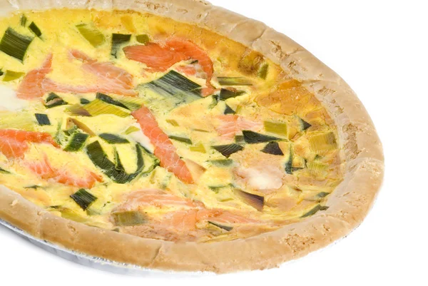 Salmon Quiche Isolated on White — Stock Photo, Image