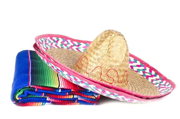 墨西哥宽边帽和颜色地毯 — 图库照片