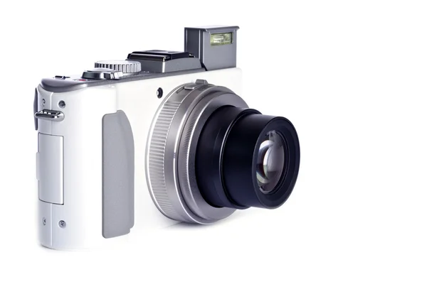 Silver Digital Camera Isolated on White — Stock Photo, Image