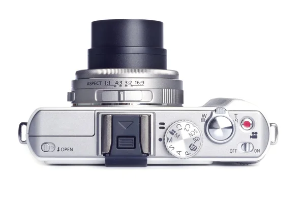 Silver Digital Camera Isolated on White — Stock Photo, Image