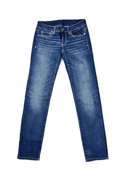 Calça jeans azul isolado no branco Fotografia De Stock