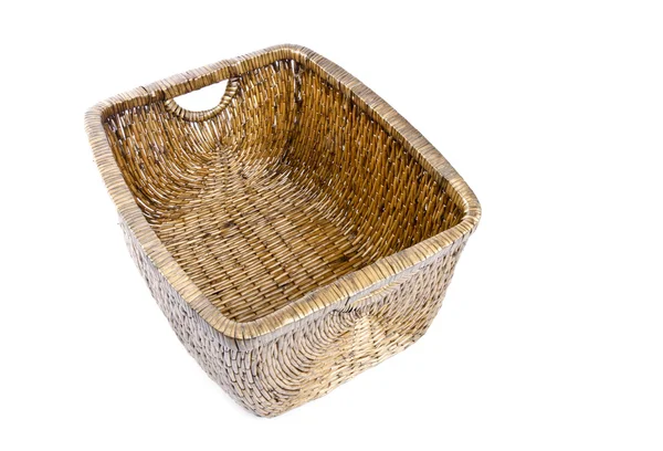 Wicker Basket Isolated on White — Stock Photo, Image