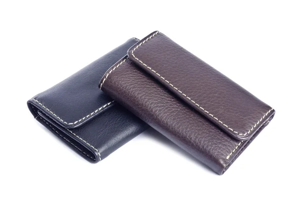 Dva kožené peněženky izolované na bílém — Stock fotografie