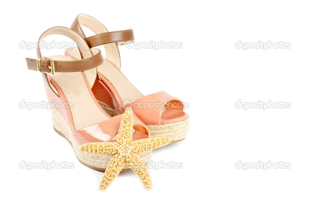 Peach Colored Sandals and Starfish
