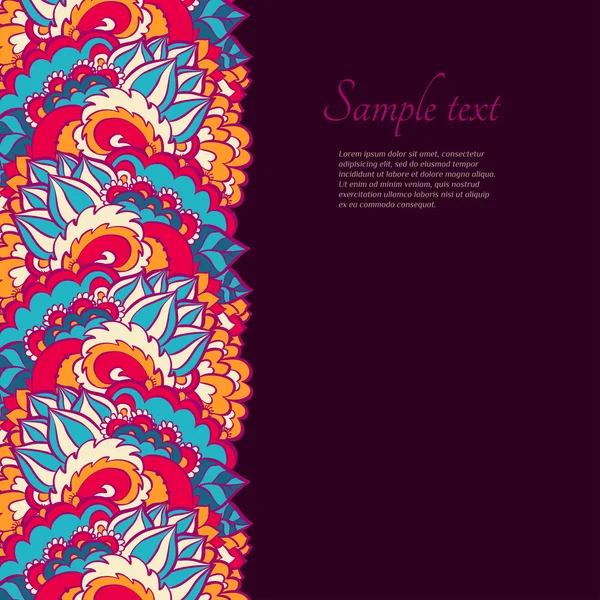 Borde ornamentado rizo floral — Vector de stock