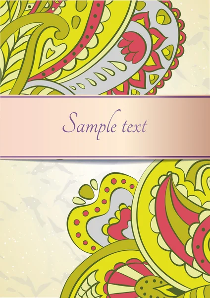 Oriental paisley ornato tarjeta — Vector de stock