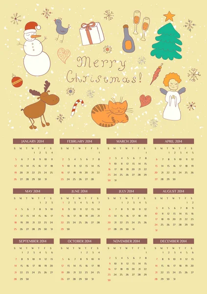 Modello di griglia calendario di Natale — Vettoriale Stock