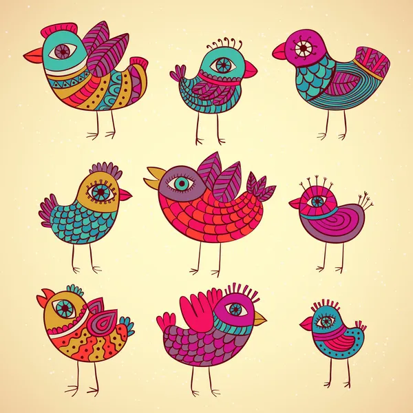 Conjunto de aves vectoras — Vetor de Stock