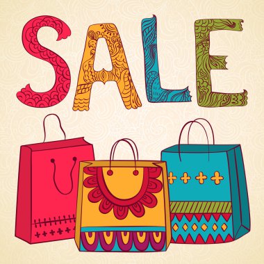 Sale banner with bags