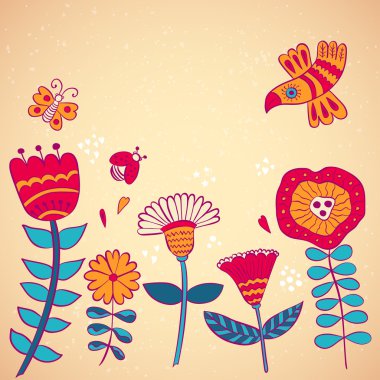 çiçekler, kuşlar ve böcekler