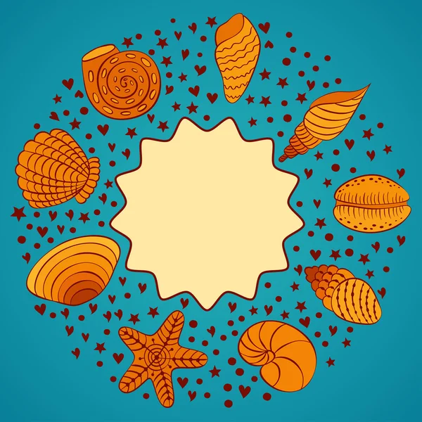 Seashell vector banner in invitation — Stock Vector