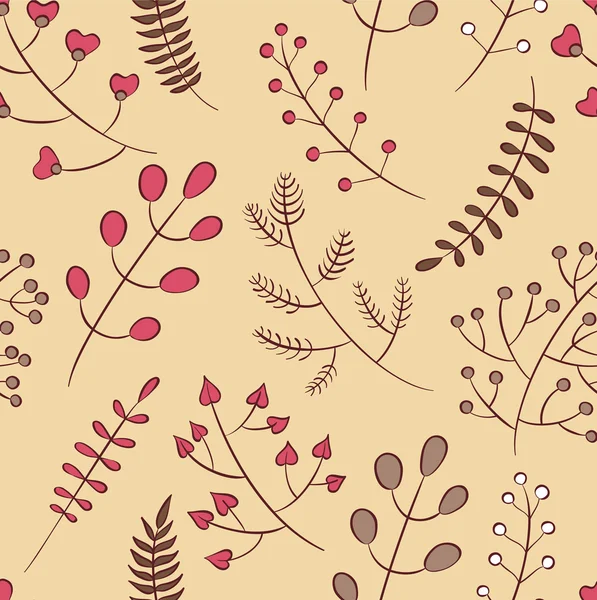 Autumnal leafs branches seamless pattern — Stock Vector