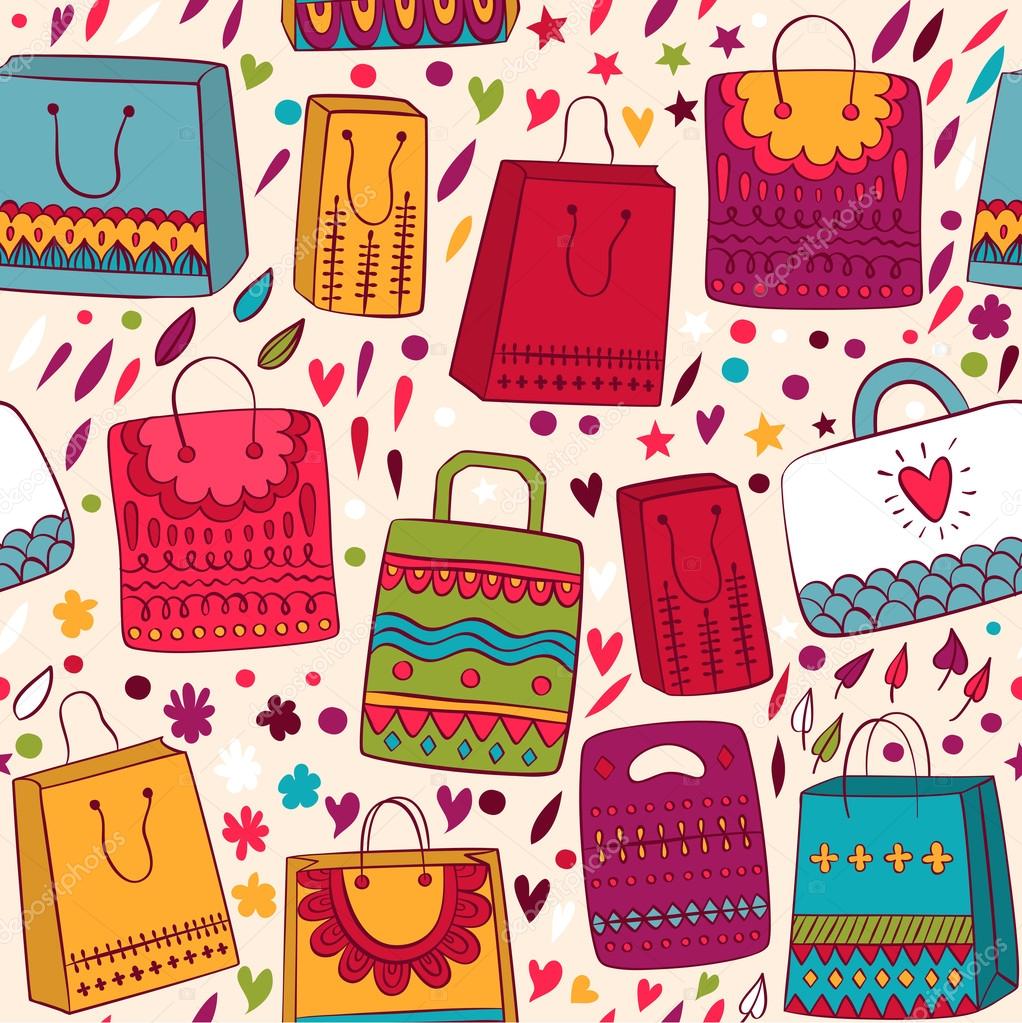 Shopping bag seamless pattern