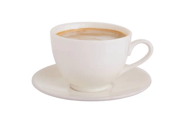 白いラテコーヒーマグカップ 白い背景に隔離されたサイドビュー — ストック写真
