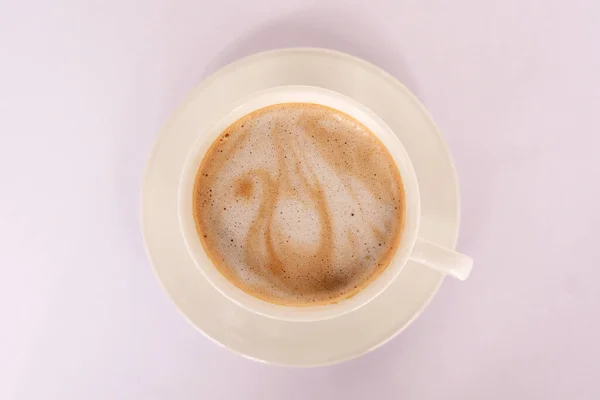 Weiße Latte Kaffeebecher Draufsicht Auf Weißem Hintergrund — Stockfoto