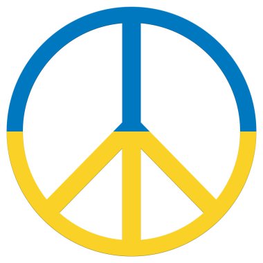 Ukrayna 'nın renkleriyle dolu barış sembolü. Mavi ve sarı. 