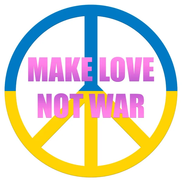 Illustration Peace Symbol Filled Colors Ukraine Lettering Make Love War — Stock Photo, Image