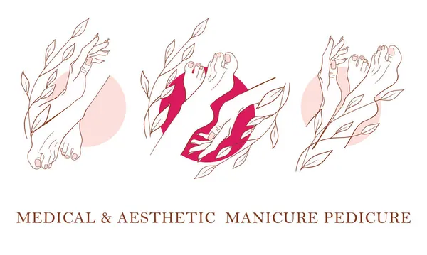 Manicure Pedicure Ícones Banner Para Salões Beleza Spa —  Vetores de Stock