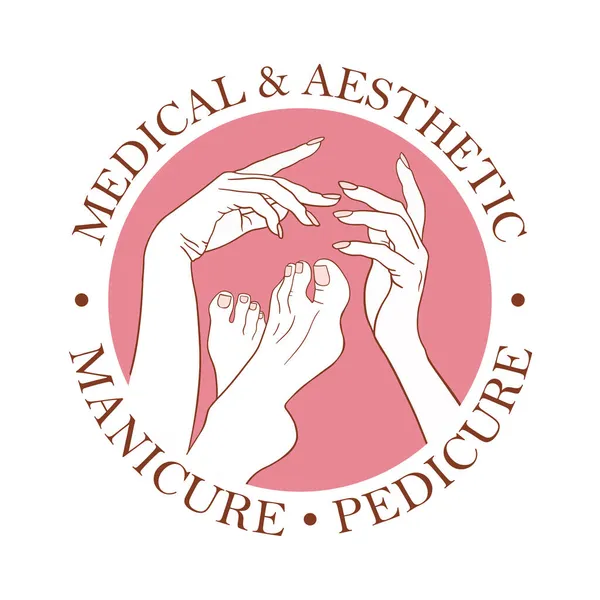 Logotipo Prego Mestre Manicure Manicure Pedicure Cartão Visita Ícones Elegantes —  Vetores de Stock