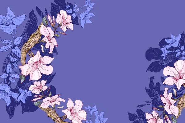 Foral greeting card made of liana 