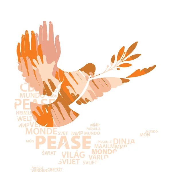 Galamb Béke Szimbóluma Plakát Képeslap Béke Nemzetközi Napjára Béke Galambja — Stock Vector