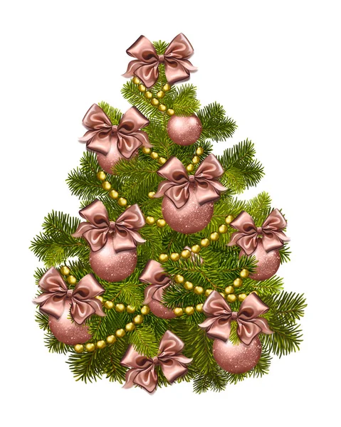 装飾されたクリスマスツリー クリスマスボール ビーズ クリスマスと新年のイラスト ポストカード ポスター お土産用 — ストック写真