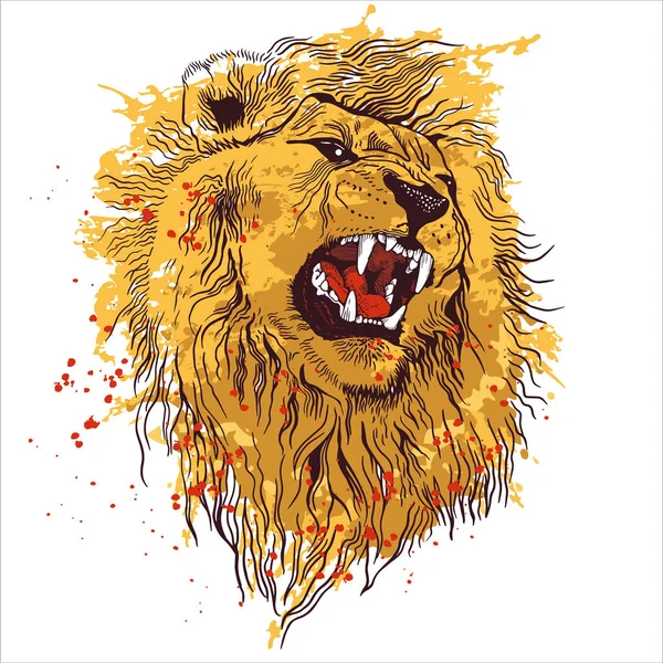 Pencil Drawing Head Roaring Lion Minimalist Style Suitable Logo Tattoo — стоковый вектор