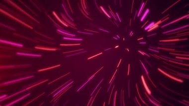 4k soyut kozmik arka plan. Renkli neon ışınları, hareket halindeki çizgiler. Tünel animasyonu. Büyük Patlama ile yeni bir galaksi oluşumu. Işık hızı, sanal gerçeklik.