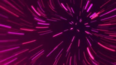 4k soyut kozmik arka plan. Renkli neon ışınları, hareket halindeki çizgiler. Tünel animasyonu. Büyük Patlama ile yeni bir galaksi oluşumu. Işık hızı, sanal gerçeklik.