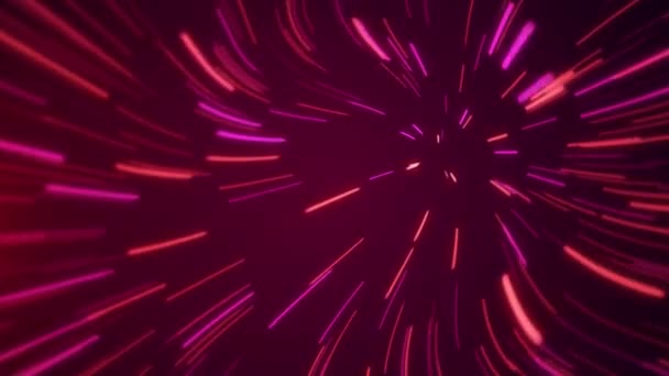Soyut Kozmik Arka Plan Renkli Neon Işınları Hareket Halindeki Çizgiler — Stok video