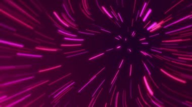 4k soyut kozmik arka plan. Renkli neon ışınları, hareket halindeki çizgiler. Tünel animasyonu. Büyük Patlama ile yeni bir galaksi oluşumu. Işık hızı, sanal gerçeklik.