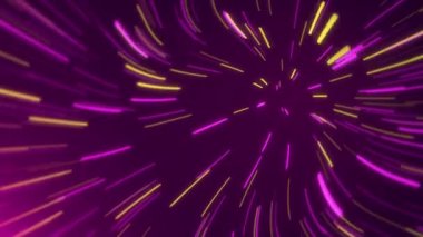 4k soyut kozmik arka plan. Renkli neon ışınları, hareket halindeki çizgiler. Tünel animasyonu. Büyük Patlama ile yeni bir galaksi oluşumu. Işık hızı, sanal gerçeklik.
