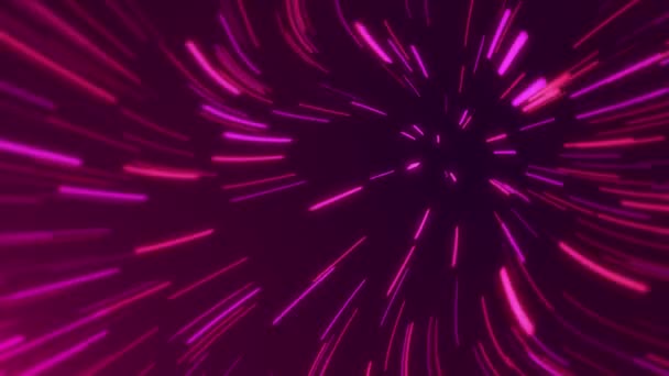 Abstracte Kosmische Achtergrond Kleurrijke Neon Gloeiende Stralen Lijnen Beweging Tunnelanimatie — Stockvideo