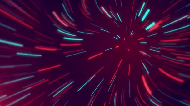 Elvont Kozmikus Háttér Színes Neon Izzó Sugarak Mozgó Vonalak Alagút — Stock videók