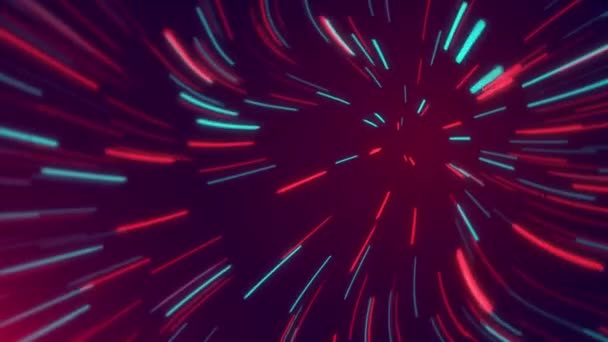 Fundo Cósmico Abstrato Raios Brilhantes Néon Coloridos Linhas Movimento Animação — Vídeo de Stock