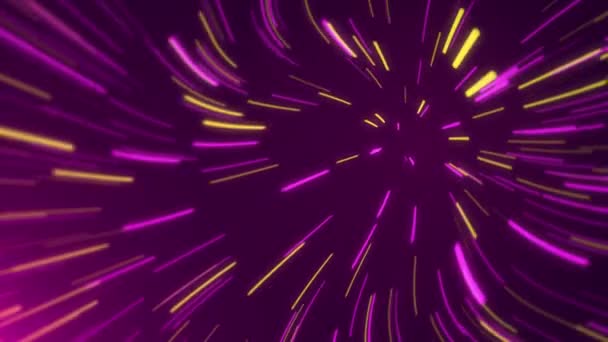 Abstract Cosmic Background Colorful Neon Glowing Rays Lines Motion Tunnel — Stock Video