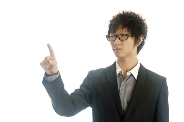 kopya boş alana işaret eden işadamı