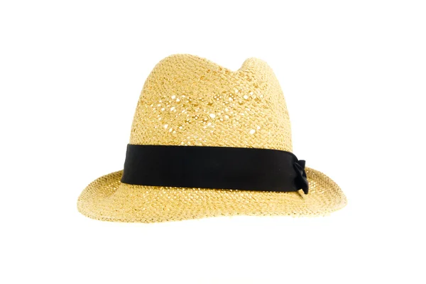 Соломенная шляпа с черной лентой — стоковое фото