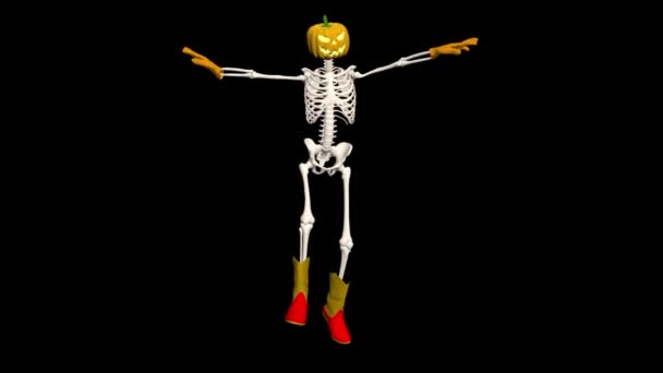 Halloween Squelette Halloween Avec Chapeau Bottes Gants Toussaint Animation Animation — Video