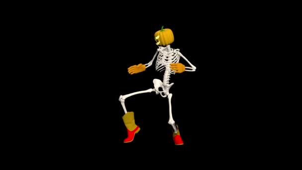 ハロウィンだ ブーツ 手袋付きハロウィンスケルトン すべての聖人のイブ 3Dアニメーション 3Dスケルトン面白いダンスアニメーション ハロウィン 3Dダンス — ストック動画