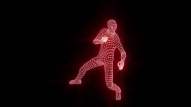 Animasyon boksörü. Kanca çarptı. Boksör 3 boyutlu animasyon yapıyor. VJ döngü videosu. Boks adamı..