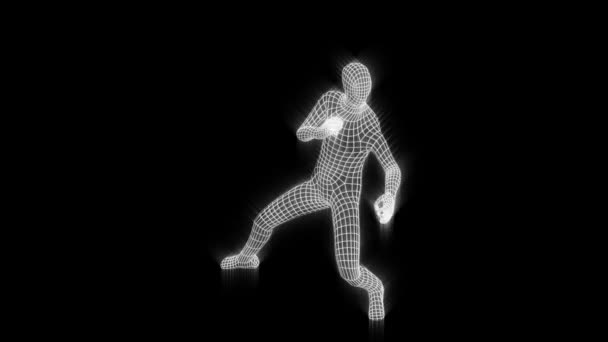 动漫拳击手虎克击中 Boxer顶点3D动画 Vj循环视频 打拳的人 — 图库视频影像