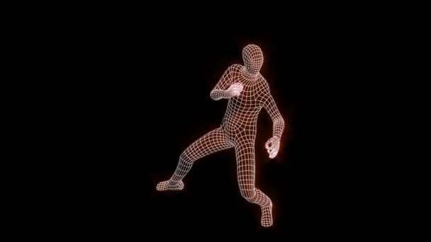 Boxer Animato Gancio Colpito Boxer Vertici Animazione Loop Video Uomo — Video Stock