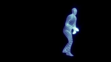 Oyun kurucu geçidi. Üç boyutlu animasyon. Hologram. Şebeke dokusu. Neon ışıkları.