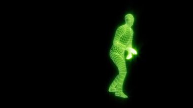 Oyun kurucu geçidi. Üç boyutlu animasyon. Hologram. Şebeke dokusu. Neon ışıkları.