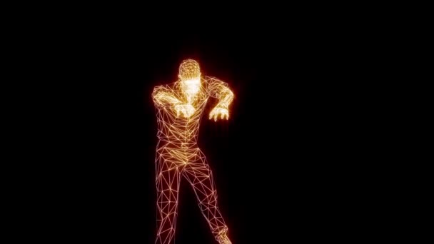 Zombie Halloween Animación Holograma Textura Cuadrícula Iluminación Neón — Vídeos de Stock