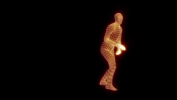 Paso Mariscal Campo Animación Holograma Textura Cuadrícula Iluminación Neón — Vídeo de stock