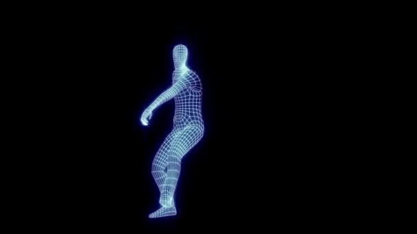 Lanzamiento Béisbol Animación Holograma Textura Cuadrícula Iluminación Neón — Vídeos de Stock