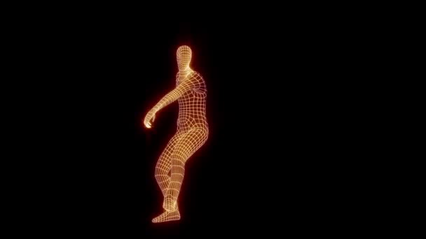 棒球投球 3D动画 全息图 网格纹理 霓虹灯 — 图库视频影像